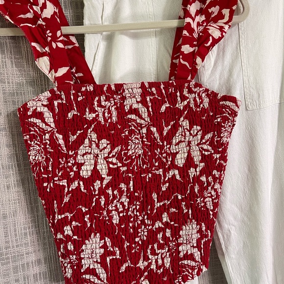 Patriotic tube top, red Hawaiian print top, summer top - Picture 4 of 6